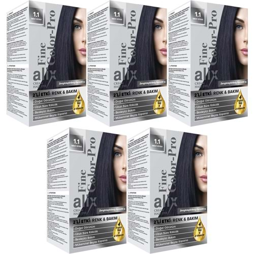 Alix 50ML Kit Saç Boyası 1.1 Mavi Siyah (5 Li Set)