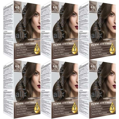 Alix 50ML Kit Saç Boyası 6.0 Koyu Kumral (6 Lı Set)