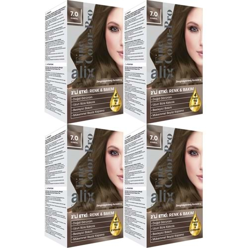 Alix 50ML Kit Saç Boyası 7.0 Kumral (4 Lü Set)