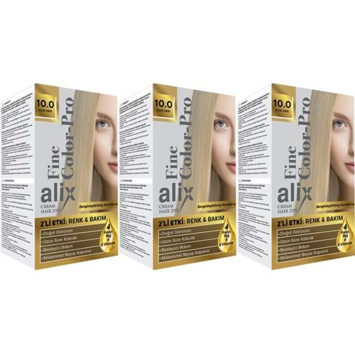 Alix 50ML Kit Saç Boyası 10.0 Açık Sarı (3 Lü Set)