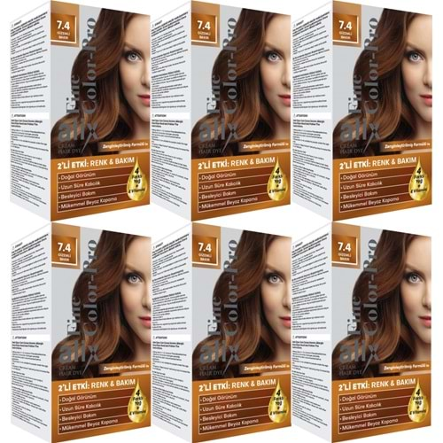 Alix 50ML Kit Saç Boyası 7.4 GizeMLi Bakır (6 Lı Set)