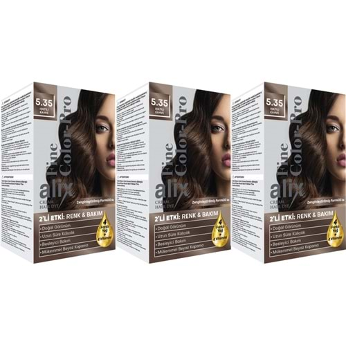 Alix 50ML Kit Saç Boyası 5.35 Işıltılı Kahve (3 Lü Set)