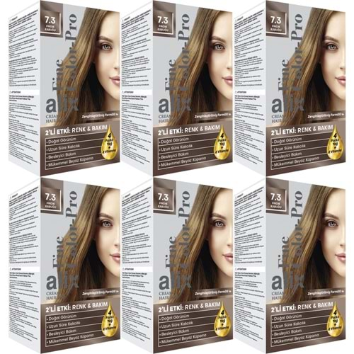 Alix 50ML Kit Saç Boyası 7.3 Fındık Kabuğu (6 Lı Set)