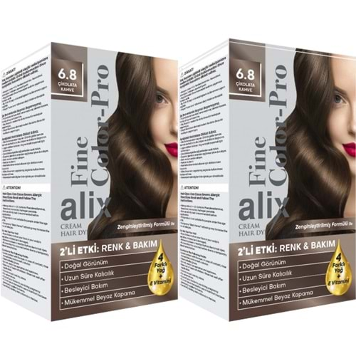 Alix 50ML Kit Saç Boyası 6.8 Çikolota Kahve (2 Li Set)