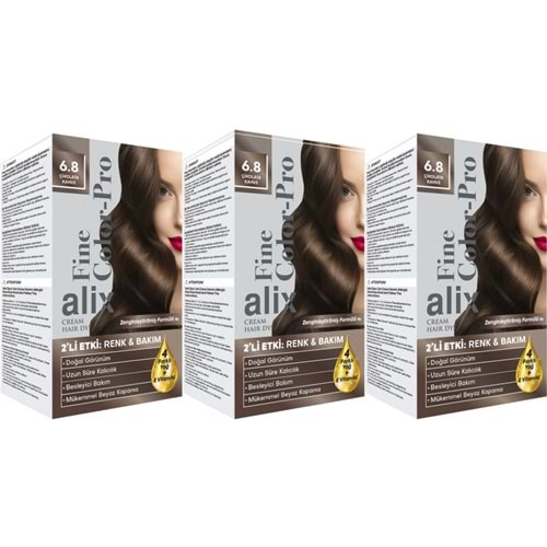 Alix 50ML Kit Saç Boyası 6.8 Çikolota Kahve (3 Lü Set)