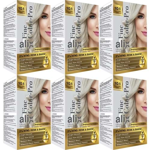 Alix 50ML Kit Saç Boyası 10.1 Küllü Açık Sarı (6 Lı Set)