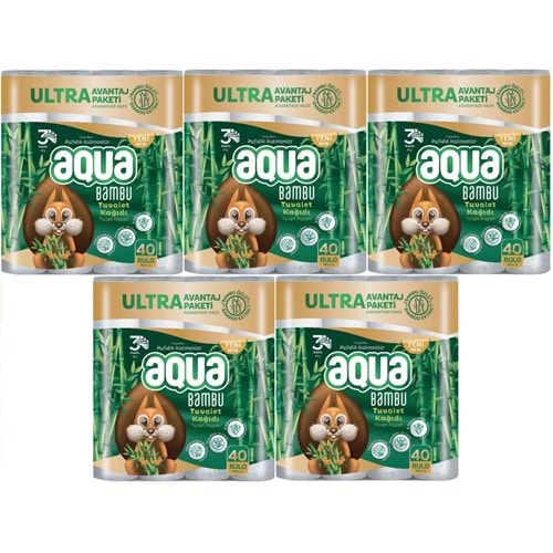 Aqua Tuvalet Kağıdı 3 Katlı 200 Lü Set Bambu Ultra Avantaj Pk (5PK*40)