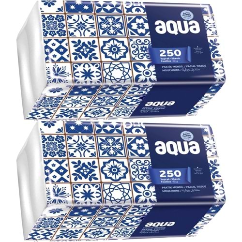 Aqua Pratik Mendil 250 Yaprak Tekli Pk (2 Li Set)