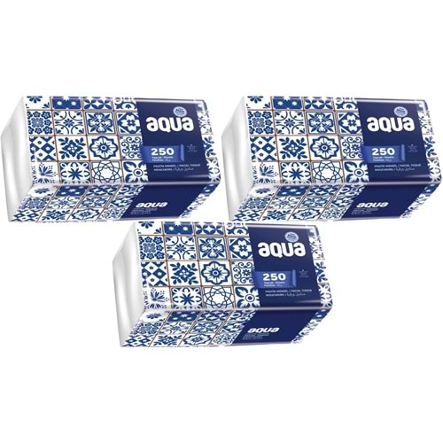 Aqua Pratik Mendil 250 Yaprak Tekli Pk (3 Lü Set)