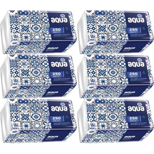 Aqua Pratik Mendil 250 Yaprak Tekli Pk (6 Lı Set)