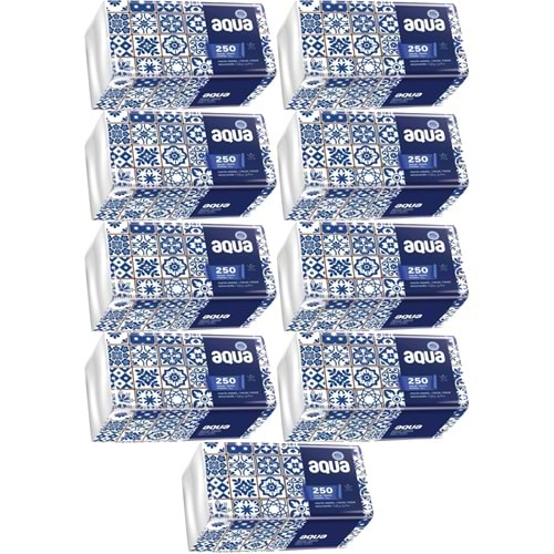 Aqua Pratik Mendil 250 Yaprak Tekli Pk (9 Lu Set)