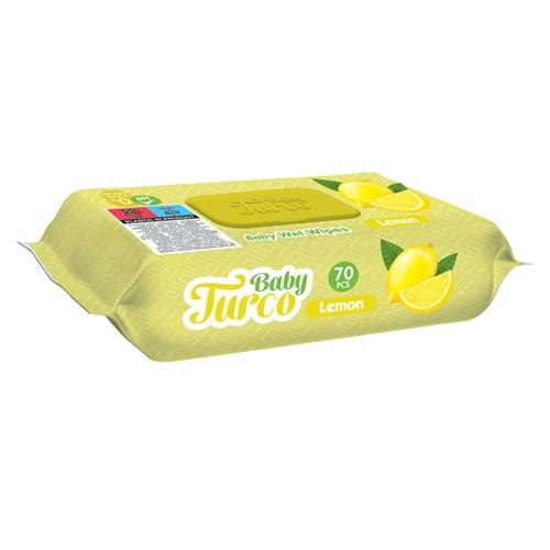 Baby Turco Islak Havlu Mendil 70 Yaprak Limon 48 Li Set Plastik Kapaklı (3360 Yaprak)