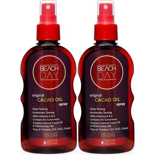 Beach Day Bronzlaştırıcı Caco Oıl Kakao Yağı Yağ 150ML Sprey (2 Li Set)