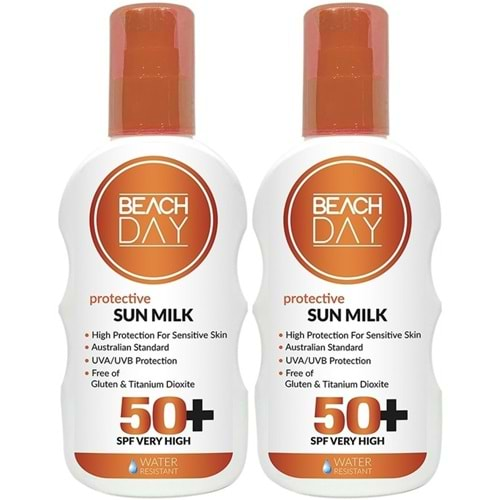 Beach Day Koruyucu Sun Mılk Süt Losyon 50F 150ML Sprey (2 Li Set)