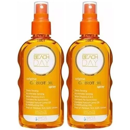 Beach Day Bronzlaştırıcı Carrot Oıl Yoğun Havuç Yağ 0F 150ML Sprey (2 Li Set)