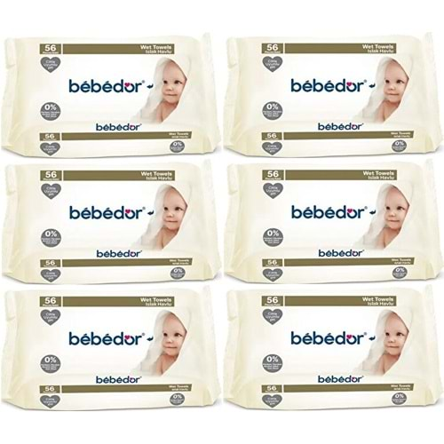 Bebedor Islak Havlu Mendil Klasik 56 Yaprak 6 Lı Set (336 Yaprak)