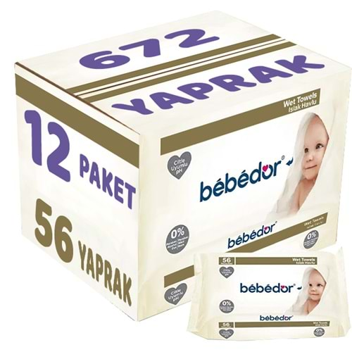 Bebedor Islak Havlu Mendil Klasik 56 Yaprak 12 Li Set (672 Yaprak)