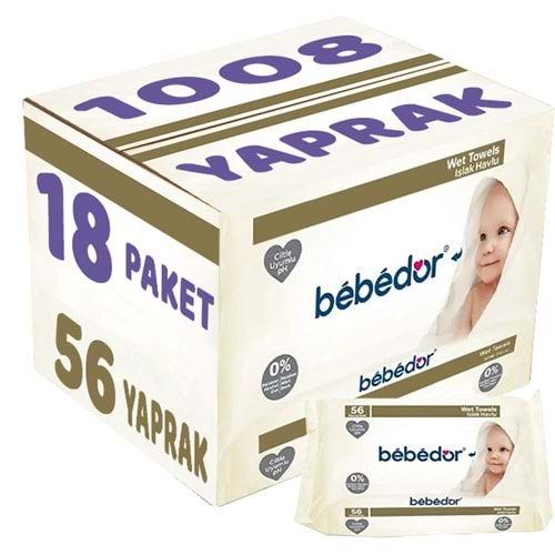 Bebedor Islak Havlu Mendil Klasik 56 Yaprak 18 Li Set (1008 Yaprak)