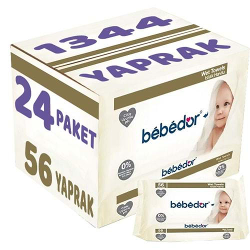 Bebedor Islak Havlu Mendil Klasik 56 Yaprak 24 Lü Set (1344 Yaprak)