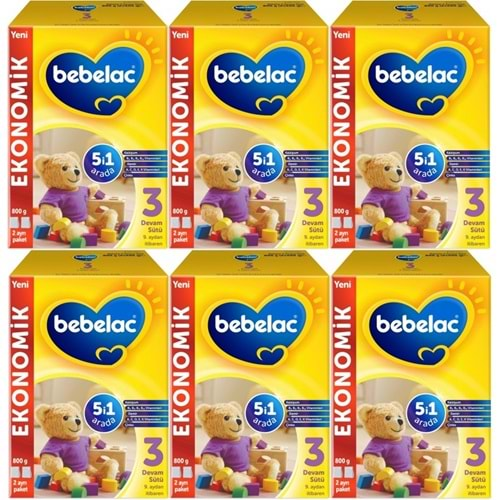 Bebelac 800GR No:3 Devam Sütü (9-12 Ay) (6 Lı Set)