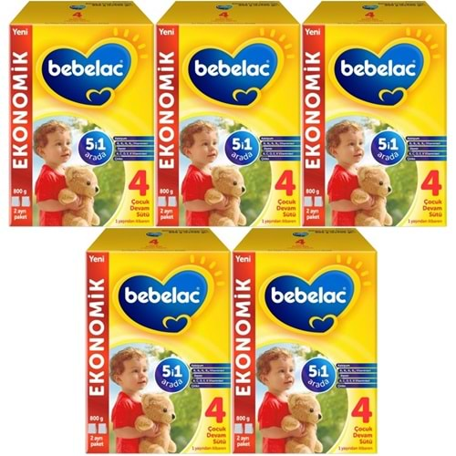 Bebelac 800GR No:4 Devam Sütü (1+ Yaş) (5 Li Set)