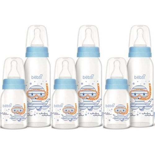 Bebsi Cam Biberon Seti Mavi (250ML+125ML) (3 Lü Set)