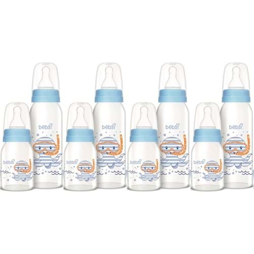 Bebsi Cam Biberon Seti Mavi (250ML+125ML) (4 Lü Set)