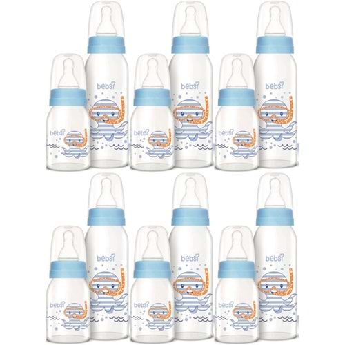 Bebsi Cam Biberon Seti Mavi (250ML+125ML) (6 Lı Set)