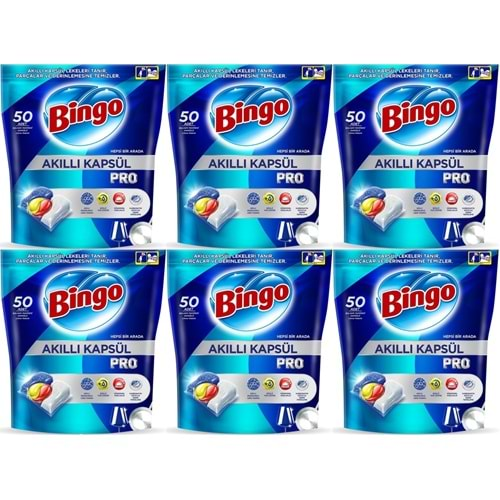 Bingo Akıllı Kapsül Pro Bulaşık Makinesi Deterjanı Tableti 300 Adet Limon Kokulu (6PK*50)