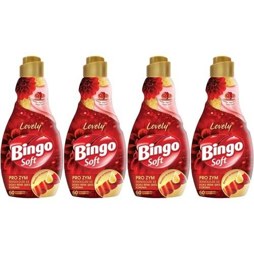 Bingo Soft Çamaşır Yumuşatıcı Konsantre 1440ML Lovely (4 Lü Set)