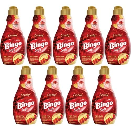 Bingo Soft Çamaşır Yumuşatıcı Konsantre 1440ML Lovely (9 Lu Set)