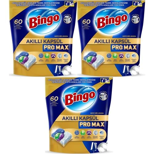 Bingo Akıllı Kapsül Pro Max Bulaşık Makinesi Deterjanı Tableti 180 Adet Limon Kokulu (3PK*60)