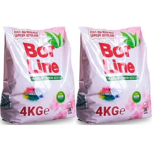 BorLine Matik Toz Çamaşır Deterjanı 8KG (Renkliler İçin) 52 Yıkama (2PK*4KG)