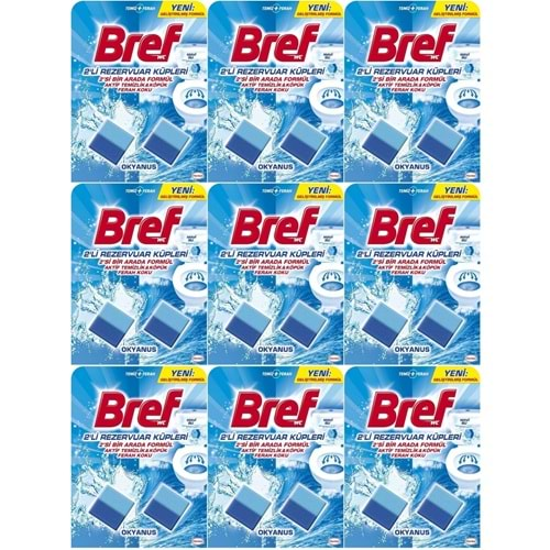 Bref Koku Giderici Jel Küpü - Okyanus (Klozet - Rezervuar - Tuvalet - Blok) (18 Li Set) (9PK*2)