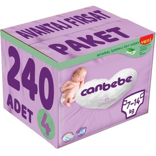 Canbebe Bebek Bezi Beden:4 (7-14Kg) Maxi 240 Adet Avantaj Fırsat Pk