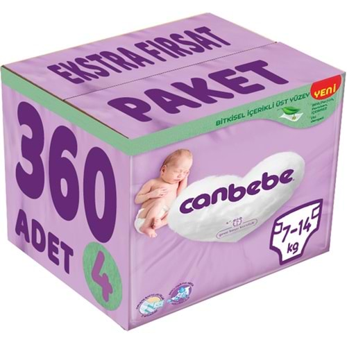 Canbebe Bebek Bezi Beden:4 (7-14Kg) Maxi 360 Adet Ekstra Fırsat Pk