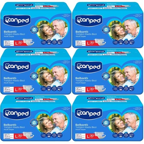 Canped Hasta Bezi Yetişkin Bel Bantlı Tekstil Yüzey Large-Büyük Boy 180 Adet (6PK*30)