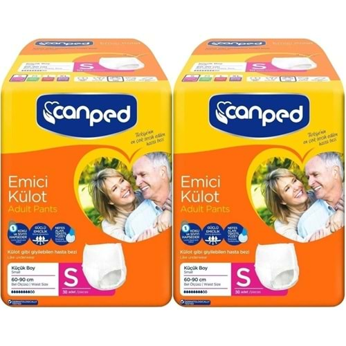 Canped Emici Külot Hasta Yetişkin Bezi Small/Küçük-S 60 Adet Dev Ekonomik Pk (2PK*30)