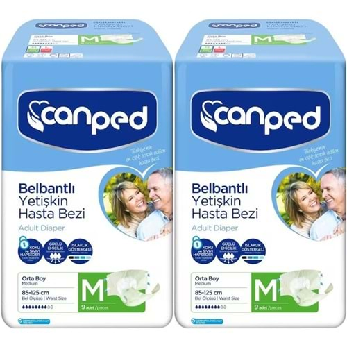 Canped Hasta Bezi Yetişkin Bel Bantlı Polietilen Medium-M Orta Boy 18 Adet (2PK*9)