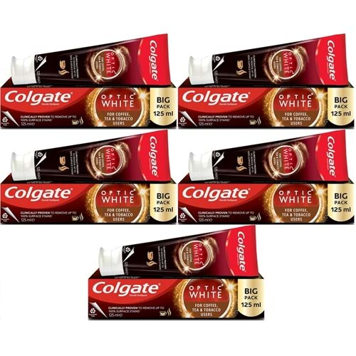 Colgate Diş Macunu Optic White 125ML Çay-Kahve-Sigara (5 Li Set)