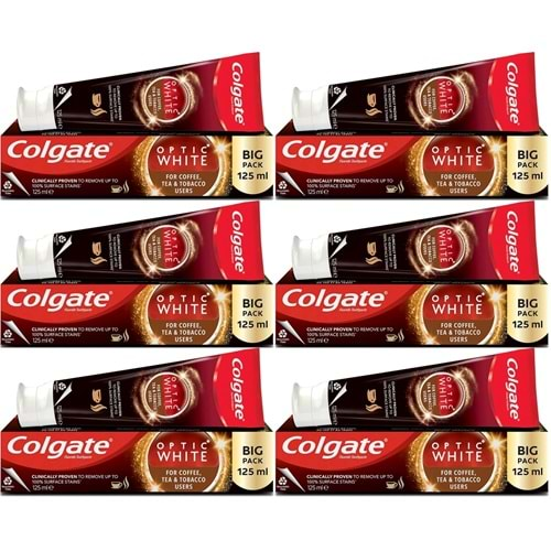 Colgate Diş Macunu Optic White 125ML Çay-Kahve-Sigara (6 Lı Set)