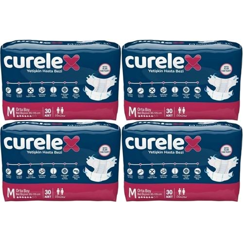 Curelex Hasta Bezi Yetişkin Bel Bantlı Tekstil Yüzey M-Orta Boy 120 Adet Tekli Pk (4PK*30)