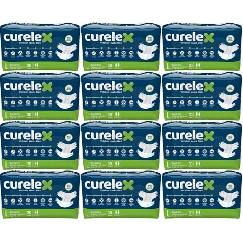 Curelex Hasta Bezi Yetişkin Bel Bantlı Tekstil Yüzey L-Büyük Boy 360 Adet Tekli Pk (12PK*30)