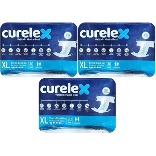 Curelex Hasta Bezi Yetişkin Bel Bantlı Tekstil Yüzey XL-Extra Large Boy 90 Adet Tekli Pk (3PK*30)