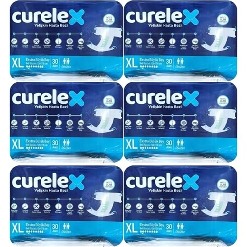 Curelex Hasta Bezi Yetişkin Bel Bantlı Tekstil Yüzey XL-Extra Large Boy 180 Adet Tekli Pk (6PK*30)