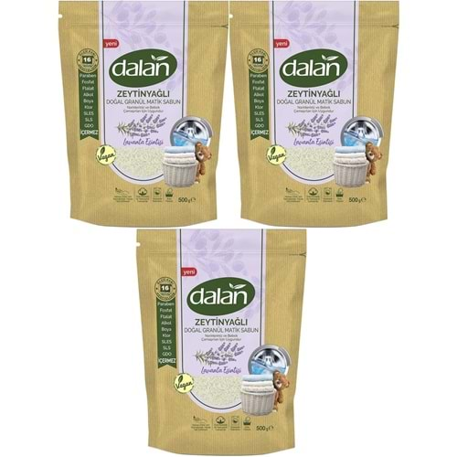 Dalan Doğal Granül Sabun Tozu 500GR Lavanta Esintisi (Doğal Bebekler İçin) (3 Lü Set) (48 Yıkama)