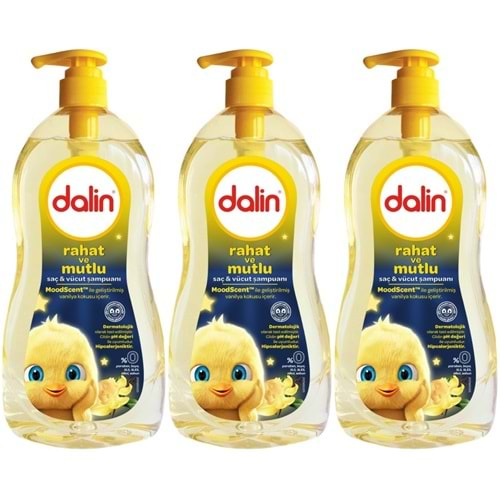 Dalin Bebek Saç ve Vücut Şampuanı 700ML Rahat ve Mutlu Pompalı (3 Lü Set)