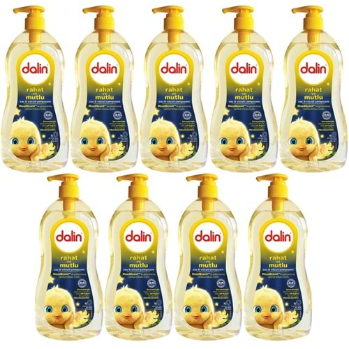 Dalin Bebek Saç ve Vücut Şampuanı 700ML Rahat ve Mutlu Pompalı (9 Lu Set)