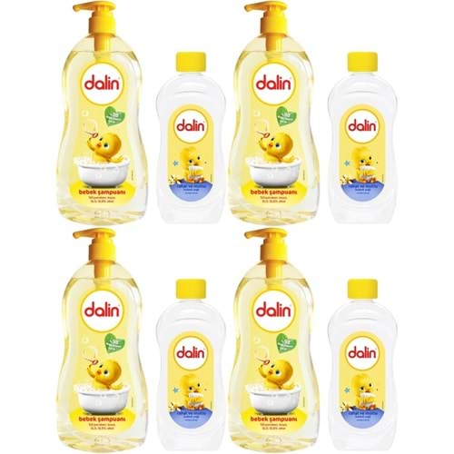 Dalin Bebek Şampuanı Klasik 700ML Pompalı + 100ML Bebek Yağı (Rahat ve Mutlu) (4 Lü Set)