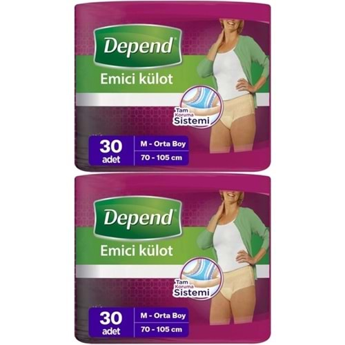 Depend Emici Külot Hasta Bezi Medium - Orta Kadın 60 Adet (2PK*30)